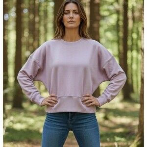 Athleta Retroterry Cropped Sweatshirt Wide Waistband Women's Small Smoked Mauve